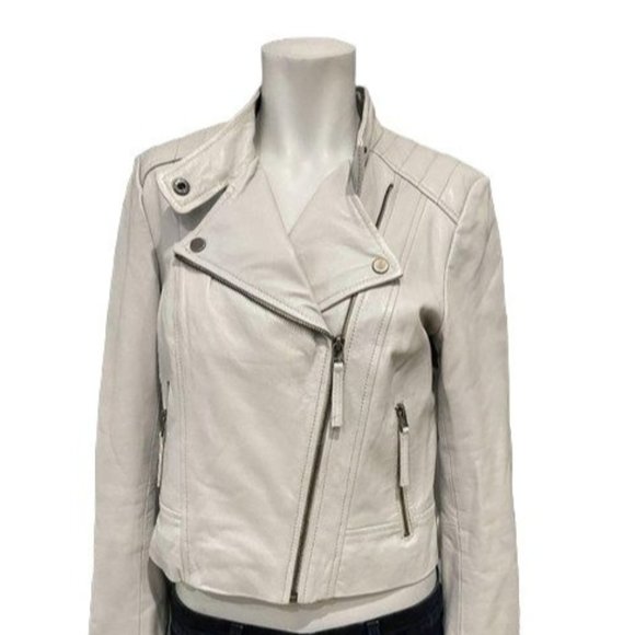 Malibu Road Jackets & Blazers - Malibu Road Small Light Gray Grey Leather Biker Jacket